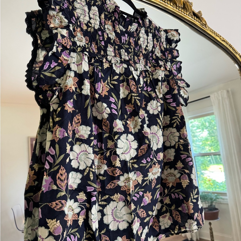 Floral Ruffle Sleeveless Top